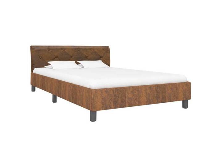 @FRENCH Cadre de lit adulte - Structure de lit 2 personnes - Marron Similicuir daim 140x200cm 5757218