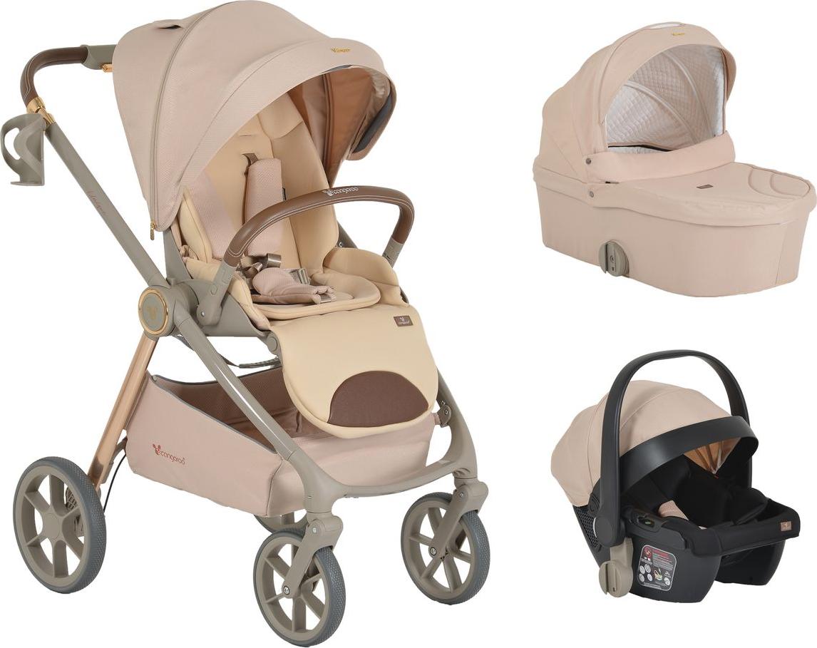 Cangaroo Kombikinderwagen Unique 3 in 1 Babyschale Stoßdämpfer PolyurethanRäder Tasche