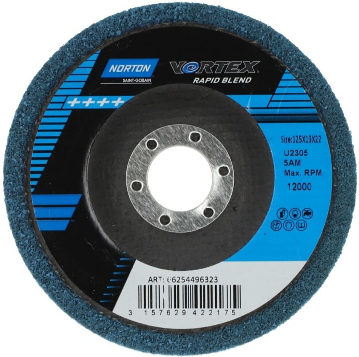 Norton Schleifvliesscheibe mit Unterlage - Vortex Unified Whl- 127x12.7x22.225 (66254496323)
