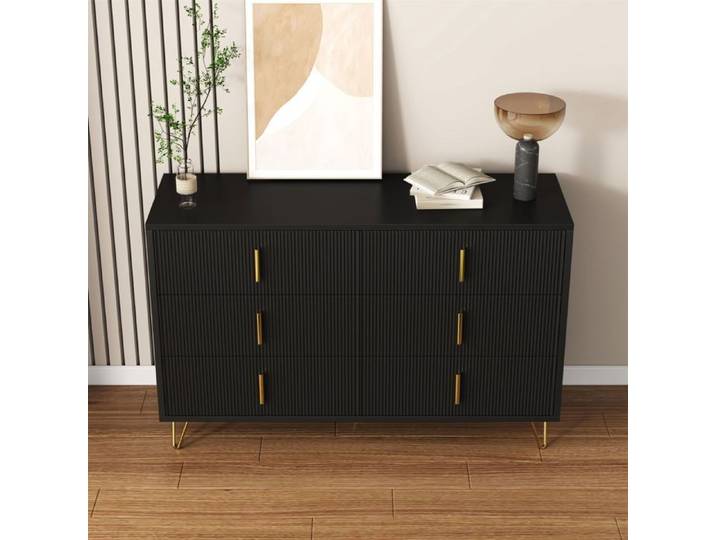 Buffet élégant au design moderne commode avec grand espace de rangement poignées dorées
