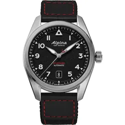 Alpina Startimer Collection Pilot Automatic 40mm AL-525BW4S36 - matt,schwarz,schwarz mit roter Ziernaht - 40mm