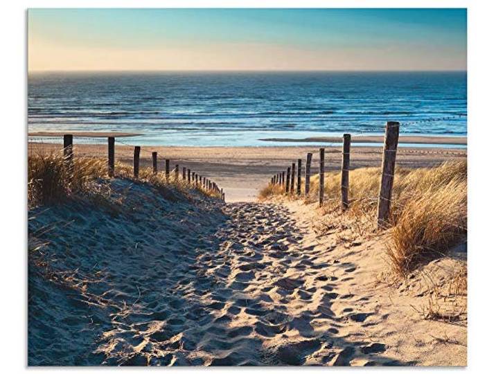 ARTland Spritzschutz Küchenrückwand aus Alu für Küche Herd Spüle 65x80 cm (BxH) mit Motiv Natur Strand Meer Weg Nordsee Sonne Gräser Dünenn Maritim T9IP