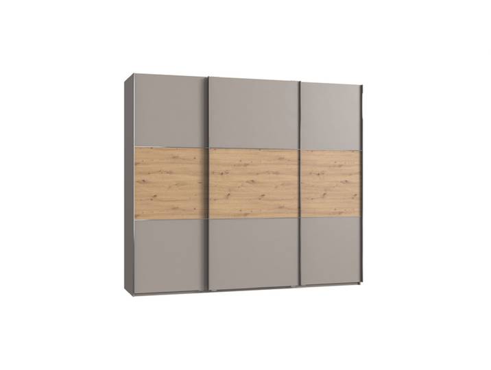 Schwebetürenschrank Manuel 250 x 216 x 65 cm grau/ braun
