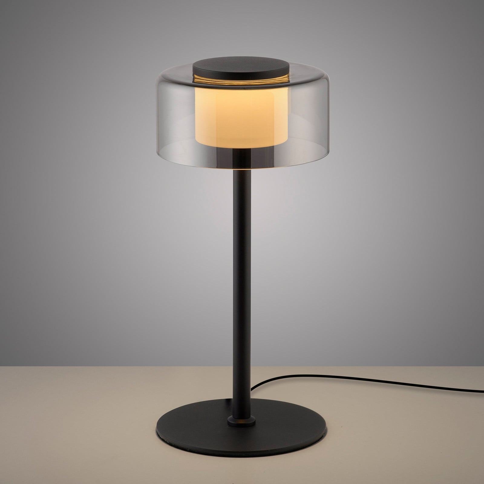 Paul Neuhaus Rika zwarte LED-tafellamp met transparant glas en aluminium