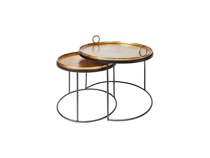 2er-Set Couchtisch „Elements“ mit abnehmbaren Tabletts Gold Invicta Interiors