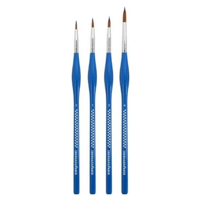 Faber-Castell EBERHARD FABER Synthetikhaarpinsel-Set WINNER, 4-teilig blau, Pinselspitze mit Aluminiumzwinge nahtl (579932)