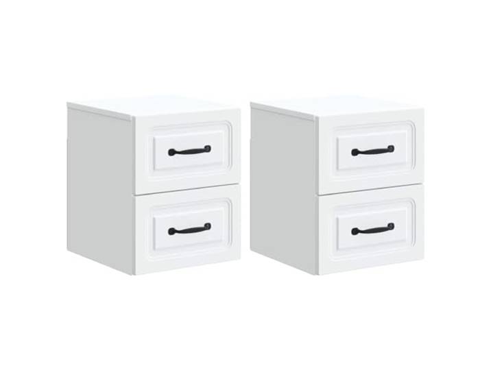 HGFDVCMR Wandnachttisch 2er Set Weiß 34,5x33x40cm Holzwerkstoff Zwei schwebende Nachtschränke für Ihr Schlafzimmer. Bieten praktischen Stauraum für Bücher und Alltagssachen.