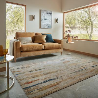 Designteppich FLAIR RUGS "DERIVA", beige (bunt), B:160cm H:7mm L:230cm, Polyester, Teppiche, Abstraktes Design mit dezentem Schimmer