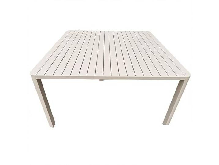 DRW Ausziehbarer Tisch für den Außenbereich, Aluminium, cremefarben, 75 x 149 x 149 cm