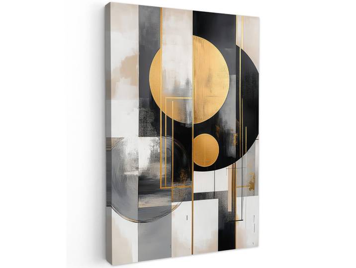 LEINWANDBILD Abstrakt - Gold - Silber - Formen - Ästhetisch - Modern Wanddeko 40x60 cm