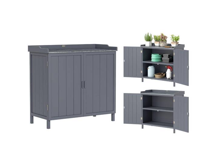 ComfortXL Geräteschuppen De-17626 Grau, Holz, 98x95.5x48 cm, Gartenzubehör, Geräteschuppen