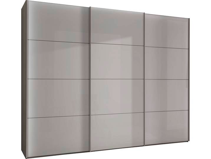Schwebetürenschrank, Glas & Holzwerkstoff, Grau, 246,3×236×67 cm, Mit Schattenfuge, Wiemann