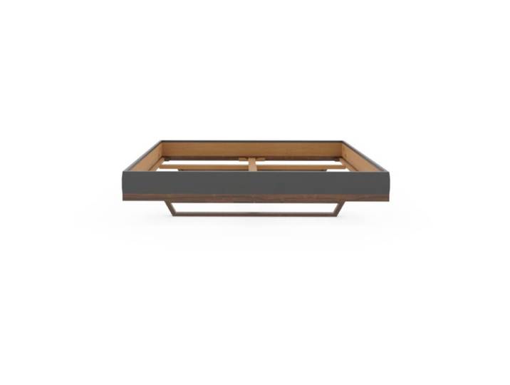 TEAM 7 Naturholzmöbel Riletto Bett aus Massivholz und Leder - Leder Origon schwarz - Nussbaum - ohne Zusatzausstattung Modern, Natur, Zeitlos