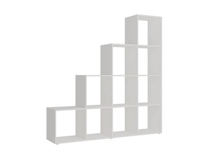 Vicco Treppenregal Aramis Weiß 138 x 143 cm 10 Fächer, Holzwerkstoff, Rechteckig, 138x143x29 cm, Wohnzimmer, Raumteiler, Raumteiler
