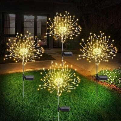 Inspired Living Solar Firework Garden Lights Waterproof Outdoor Fairy Pathway & Patio Decor warm 90leds