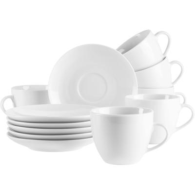 Tasse MÄSER "BARCA, Kaffeetassen Set, Porzellan", weiß, B:11cm H:7cm Ø:8,5cm, Porzellan, Trinkgefäße, Tasse