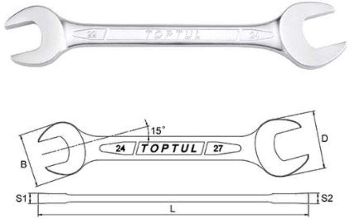 Schraubenschlüssel, Maulschlüssel TOPTUL 27x32 mm beidseitig