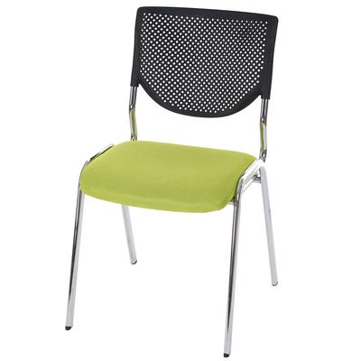 Mendler Besucherstuhl T401, Konferenzstuhl stapelbar, Stoff/Textil ~ Sitz grün, Füße chrom