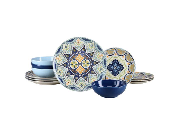Creatable Tafelservice Patio, Mehrfarbig, Keramik, 12-teilig, Essen & Trinken, Geschirr, Geschirr-Sets, Tafelservice
