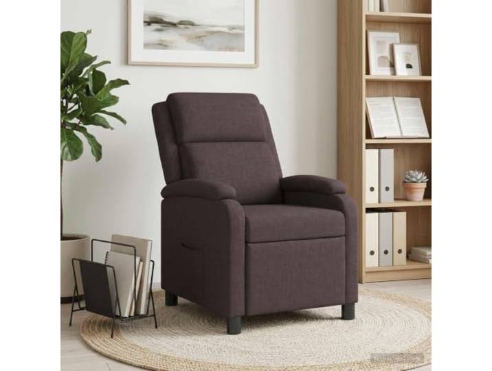 Relaxsessel Dunkelbraun Stoff Verstellbar 115°-160° Metall-Holz-Gestell,verstellbare Höhe,100% Polyester,Schaumstoff-Kissen,leicht zu reinigen