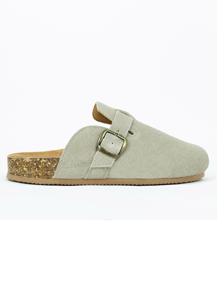 Clarks Leder-Clogs in Hellgrau - 36