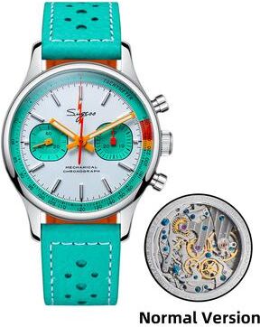 Perfect Picks Market Sugess Chronograph Watch For Men With Swanneck Movement, Mechanical Wristwatch, Sapphire Crystal, Pilot Military turquoise Normal