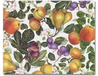 CounterArt Fruit & Blossoms Heat Tolerant Tempered Glass Cutting Board 15” x 12” Made in the USA Dishwasher Safe Serving Board