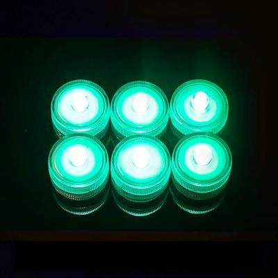 Inspire Select IP68 Waterproof Submersible LED Tea Lights Battery Operated Flameless Underwater LED Candles For Vases, Ponds & Party green Light 3pcs