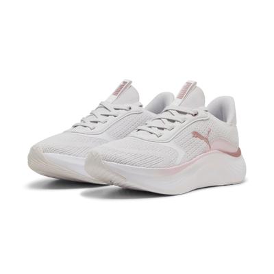Fitnessschuh PUMA "SOFTRIDE MAYVE 2 WNS", Damen, Gr. 38,5, Textil, weiß (feather gray, powder pink, rose gold), Schuhe Fitnessschuh, ideal für Gym und Fitnessstudio