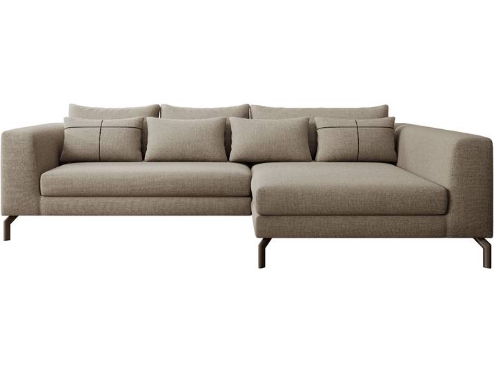 Ecksofa HOME AFFAIRE Cross, mit softem Sitz, L-Form, wendbare Zierkissen, Breite 284 cm , beige (sand), B:284cm H:82cm T:172cm, 100% Polyester, Sofas, Ecksofa, Couch mit vielen Kissen, stylische Kreuznaht, elegante Metallfüsse