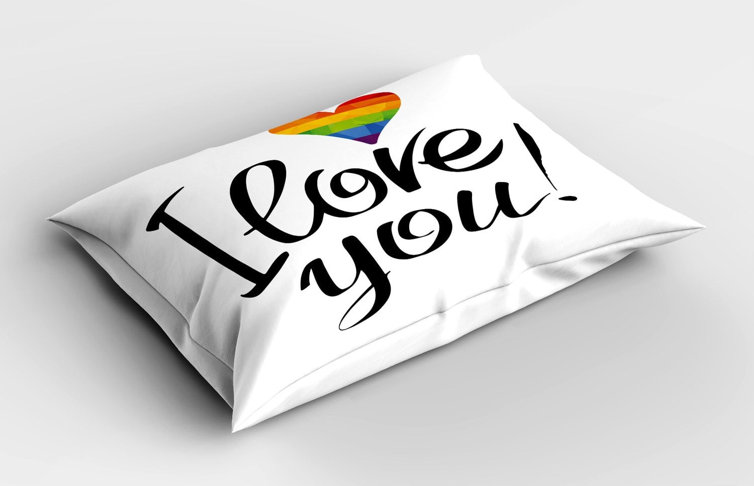ABAKUHAUS Kussensloop Trots met Ik Liefde Jij Letters en Regenboog Hart, 75 x 50 cm, Zwart Regenboog