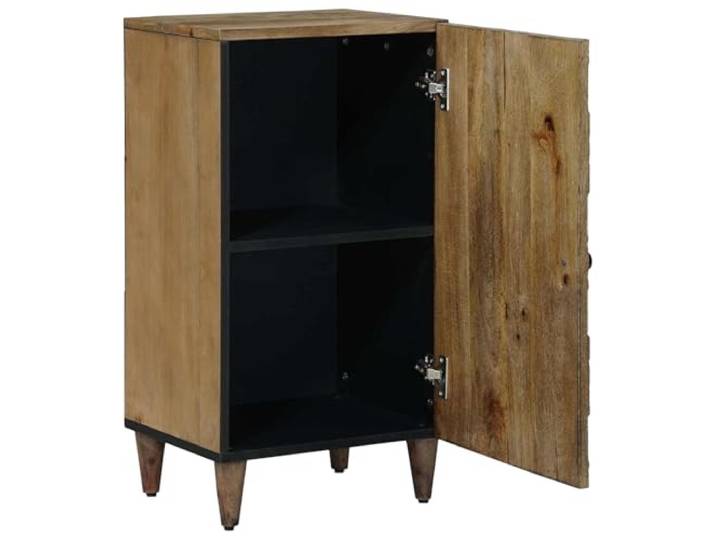 Sideboard mit Speicher Braun 40 x 33,5 x 75 cm Massivholz Mango Metallbeine schwarz,Stauraum für Bücher,Geschirr,Dekoration,feuchtes Tuch Pflege,Schnelle Montage