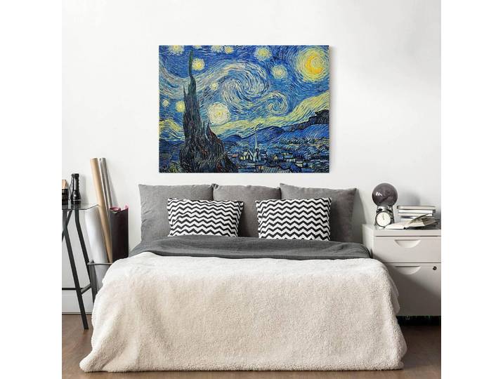 Leinwandbild Sternennacht I Leinen Blau 80cm