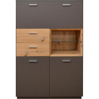Highboard MÄUSBACHER "Frame", braun (lava matt, asteichefarben), B:99cm H:151cm T:41cm, Sideboards, Highboard, Breite 99 cm