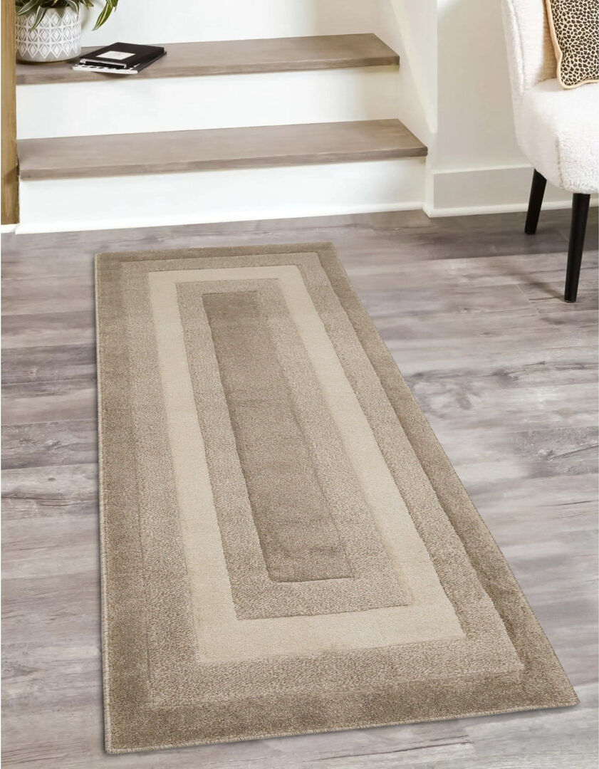 17 Stories Newport Border Latte Brown Runner 60 x 200cm