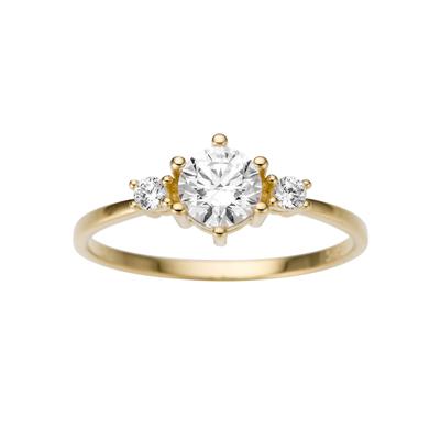 Goldring FIRETTI "Schmuck Geschenk Gold 333 Damenring Verlobungsring Goldring Solitär" Gr. 16, gold (gelbgoldfarben, kristallweiß), Fingerringe, Damen, 16, Gelbgold 333, 7mm, Goldring, mit Zirkonia (synth.)