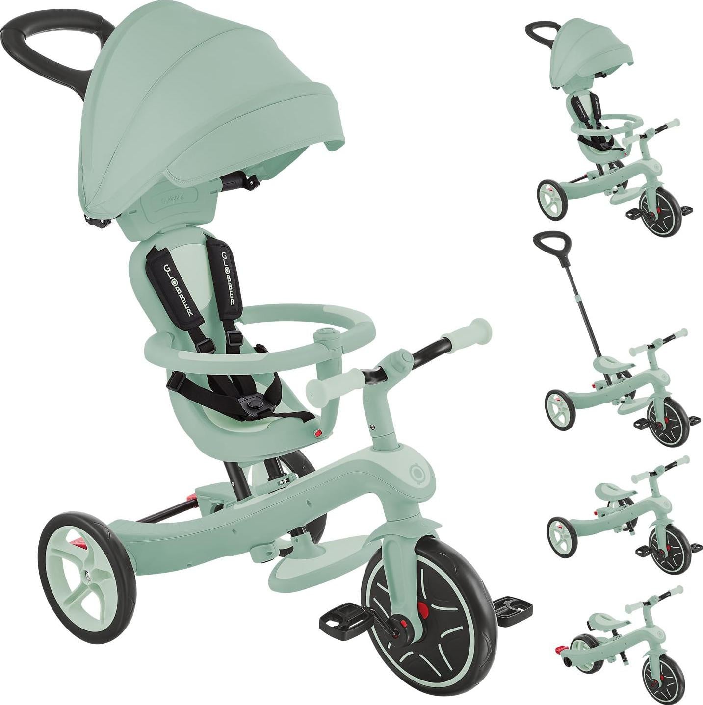 Globber Explorer Trike 4in1 Eco Duowagen, driewieler en loopfiets, Pistaciegroen