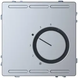 Merten Raumtemperaturregler 24V m.Wechselkontakt u.Zentralpl., System Design, Edelstahl (lackiert)