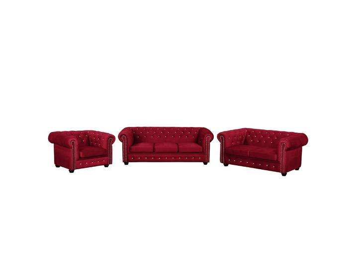 Polstergarnitur I 3-2-1 Rot/Rot Webstoff Glamour