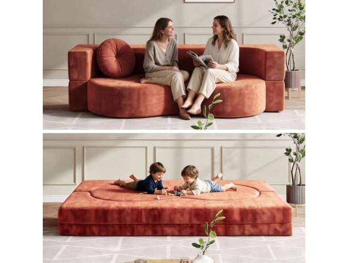 Bhpnak Schlafsofa mit Schlaffunktion - Sofa Bed Boneless - Keine Montage，rot：200x100cm