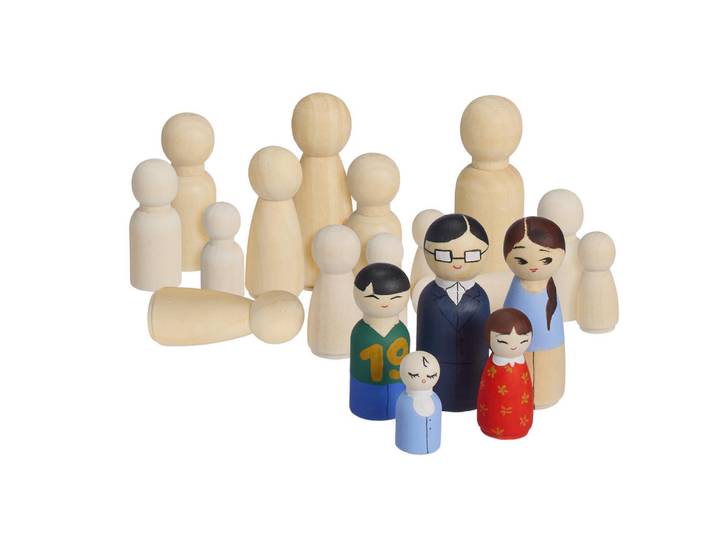 Relaxdays Figuren Natur 100er-Set aus Holz zum Bemalen, Hellbraun, Holz, Kunststoff, Rund, 18x6x12 cm, Dekoration, Malbedarf & Bastelbedarf