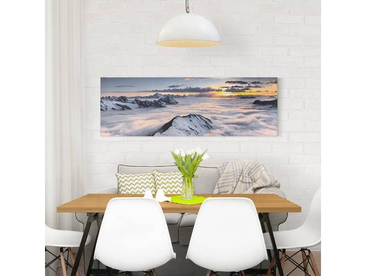Impression sur toile Sur les nuages I Lin Blanc 120cm