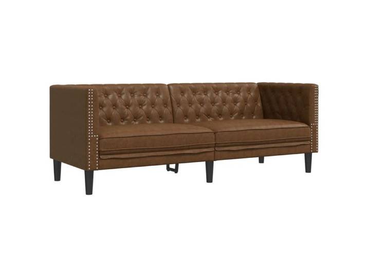 Chesterfield Canapé - CLOUD - 3 places - marron similicuir daim FR980