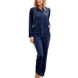 Damella Velour Plain Suit Marine Large Damen