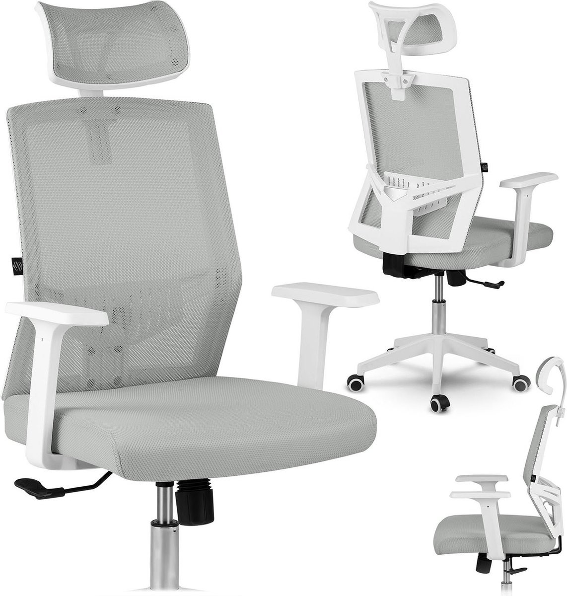 Sofotel Rotar-serie Ergonomische Bureaustoel met Armleuningen - Grijs - Micromesh
