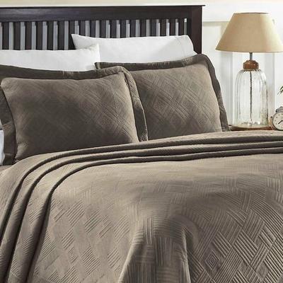 Home City, Inc. Geometric Fret Bedspread Set, Twin, Dark Gray