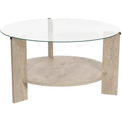 COUCHTISCH mit 2 Platten, davon eine aus gehärtetem Glas 75/75/40 cm