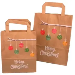 Pack4Food24 250 Papiertragetaschen Geschenktüten Weihnachten 22+10x28cm braun 70g/m2