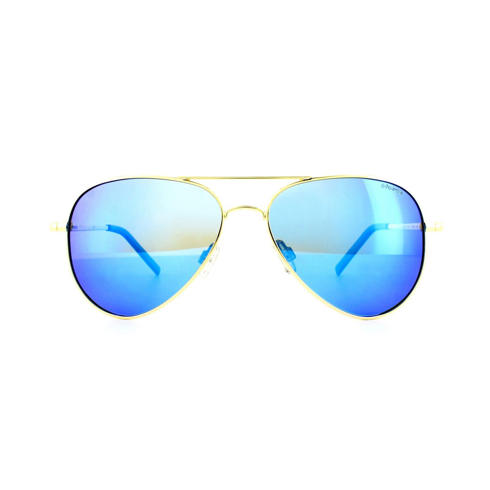 Polaroid Aviator unisex goud grijze blauwe spiegel gepolariseerde zonnebril