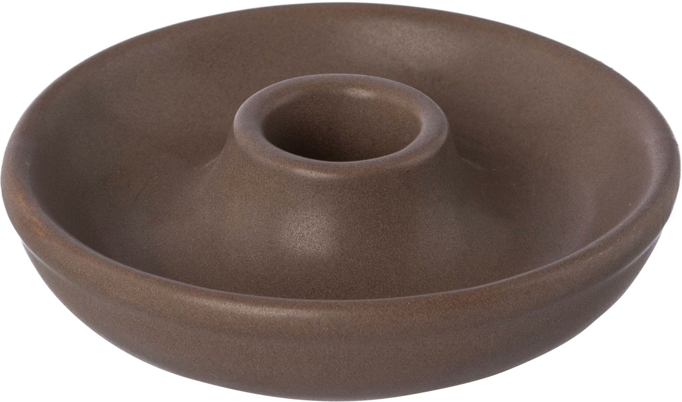 Kerzenhalter OTTO HOME "Stabkerzenhalter Adalena", braun (cafefarben), H:3cm Ø:9cm, Porzellan, Kerzenhalter, Kerzenhalter, aus Porzellan, im nordischen Stil
